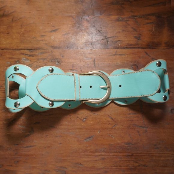 Linea Pelle Aqua Wide Silver Buckle Waist or Hip Belt Size S - Picture 2 of 4